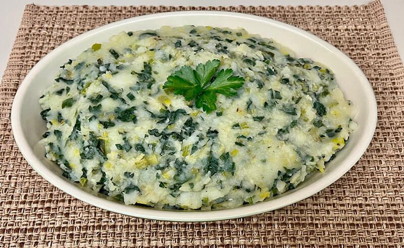 Corcannon potatoes, kale, and leeks
